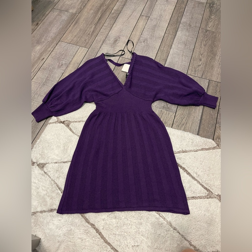 NWT Bebe Purple double vnk braid strap mini dress/top size xs